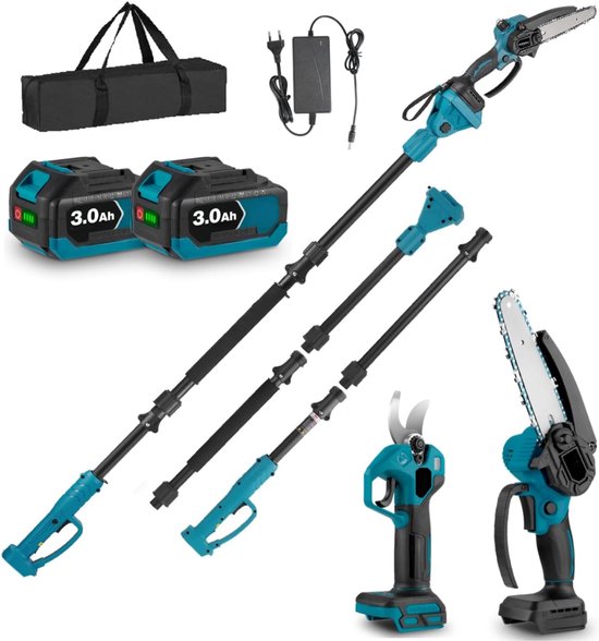 DYVNS® Takkenschaar Telescopisch - 4-in-1 Snoeiset - Mini Kettingzaag - Takkenzaag - Accu Snoeischaar - Uitschuifbaar