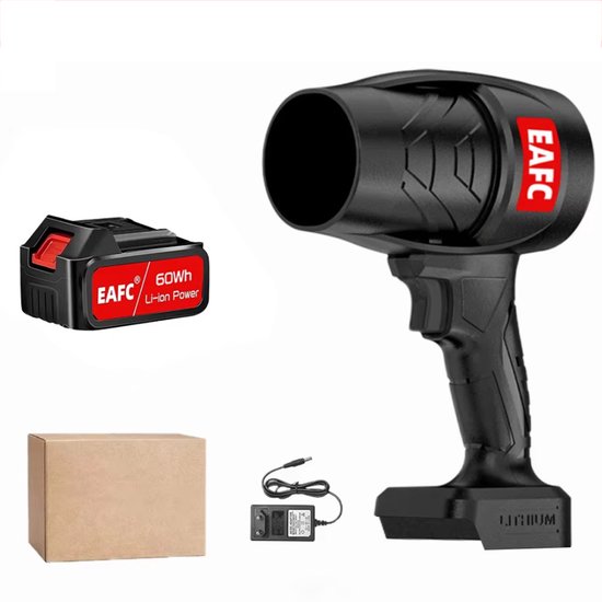 EAFC-Elektrische Blazer - Bladblazer - Handblazer - Draadloze Luchtblazer - Auto Droger - Turbo Ventilator - Stofblazer - 350W - Borstelloze Motor - 1x Accu - Oplader - Lichtgewicht - Krachtig - Draadloos van Merkloos	
