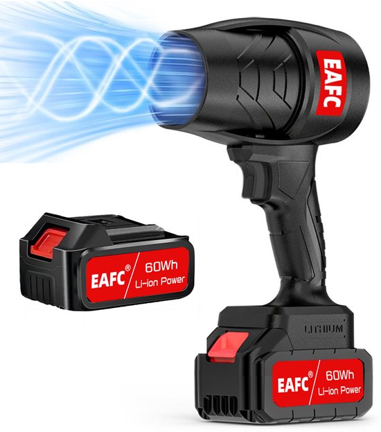 EAFC-Elektrische Blazer - Bladblazer - Handblazer - Draadloze Luchtblazer - Auto Droger - Turbo Ventilator - Stofblazer - 350W - Borstelloze Motor - 2x Accu - Oplader - Lichtgewicht - Krachtig - Draadloos van Merkloos	
