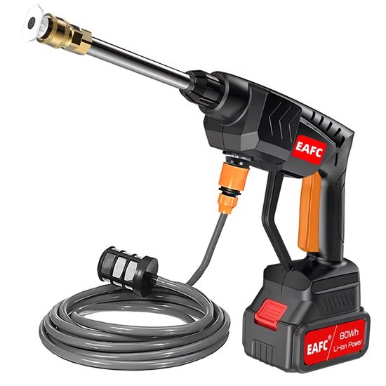 EAFC - Hogedrukreiniger - Inclusief 80Wh Batterijen - Geschikt voor Auto, Tuin, Balkon en Meer - Krachtigere Reinigingskracht van EAFC