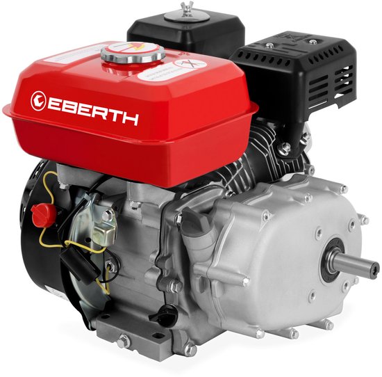 EBERTH 2,5 pk 4,8 kW benzinemotor, stationaire motor, kartmotor, aandrijfmotor met oliebadkoppeling, as met een diameter van 20 mm, oliepeilbeveiliging, 4-takt, 1-cilinder benzinemotor, cilinderinhoud 196 cc, luchtgekoeld, start met trekkoord van EBERTH