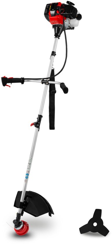 EBERTH bosmaaier stronkfrees grastrimmer, multitool 2-in-1 op benzine inclusief draagriem, 3 pk, cilinderinhoud 52 cc luchtgekoelde tweetaktmotor, snijkop met automatische draadvoeding, stronkfreesmes, trekstart