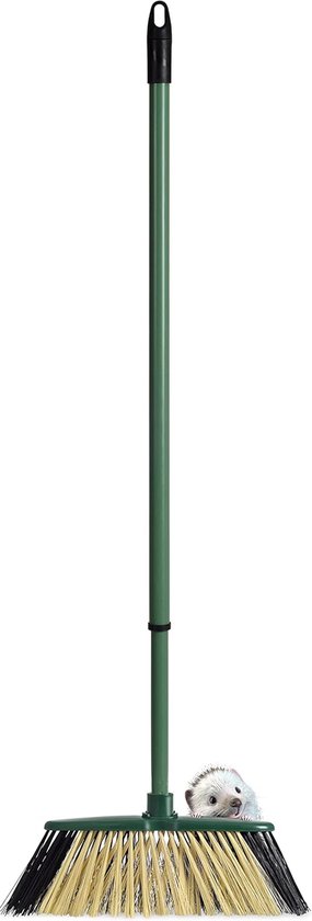 Eco Green Broom Outdoor, bezem voor buitengebruik gemaakt van 100% gerecyclede materialen, met telescoopsteel, 2 verschillende soorten borstelharen