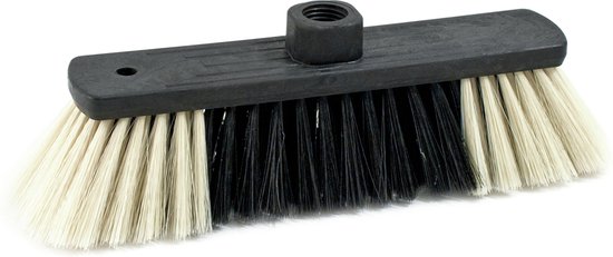Eco zachte grijze bezemkop voor binnen 28 cm- Gerecycled kunststof - Binnen bezems van Sorbo