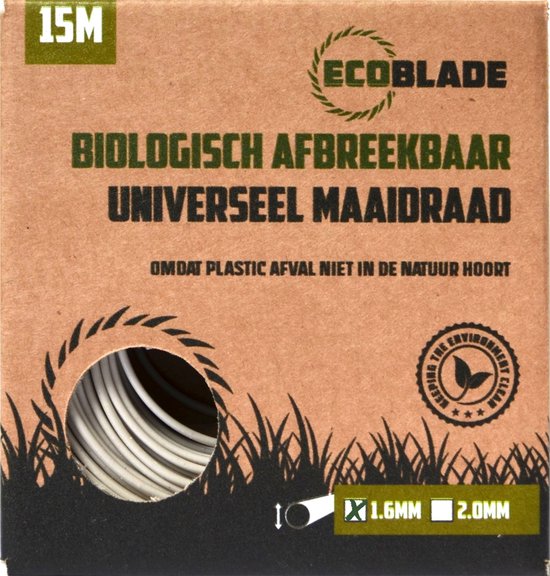 EcoBlade - biologisch afbreekbaar maaidraad / trimmerdraad / trimdraad / grastrimmerdraad - 1.6mm - 15 meter van EcoBlade