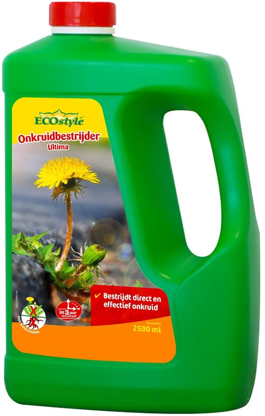ECOstyle Onkruid & Mos Concentraat Onkruidverdelger - Paden & Terrassen - Bestrijdt Blad & Wortel - Werkt Binnen 3 uur - Onder Bomen & Struiken - 2,5 L van Merkloos	