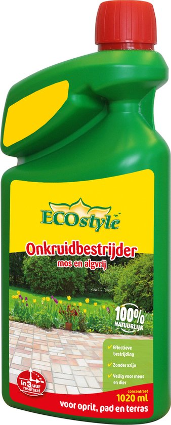 ECOstyle Onkruidbestrijder Mos en Alg Vrij 1020 ml concentraat - tegen onkruid, mos en algen van Merkloos	