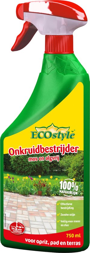 ECOstyle Onkruidbestrijder Mos en Alg Vrij 750 ml spray - tegen onkruid, mos en algen op bestrating, grind en tegels van Merkloos	