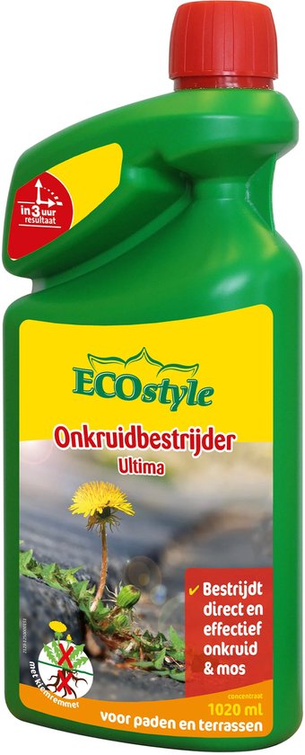 ECOstyle Ultima Onkruid & Mos Concentraat Afbreekbare Onkruidverdelger - Paden en Terrassen - Bestrijdt het Blad en de Wortels - 1020 ML van Merkloos	
