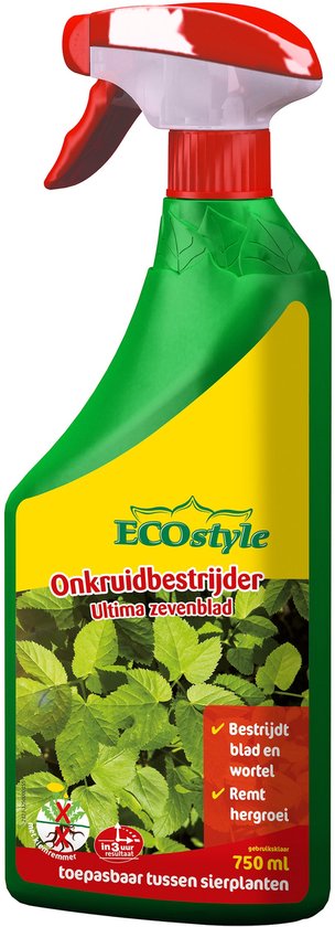ECOstyle Ultima Zevenblad Spray Onkruidverdelger - Voor Lastig te Bestrijden Onkruid - Bestrijdt Blad & Wortel - Voorkomt Hergroei - Werkt Binnen 3 uur - 750 ML van Merkloos	