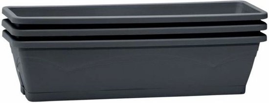 EDA Set van 3 jardinieres balkon Symphony - 3 x 6 L - 50 x 15 x 12 cm - Antracietgrijs van EDA