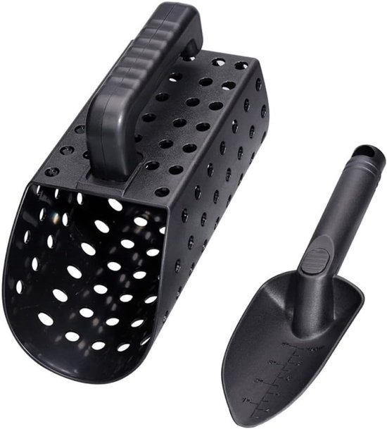 Een draagbare zandschepset voor schatzoeken, inclusief een schep en bijbehorende gereedschappen, geschikt voor schatzoeken op het strand en in rivieren. Een geweldig cadeau voor outdoorliefhebbers. van Merkloos	