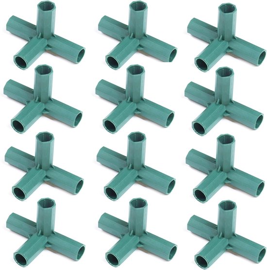 Een set van 12 verbindingsstukken voor tuinkassen - Constructieverbindingsstukken voor de tuin - Verbindingsstukken voor kassen - Constructieaccessoires voor kassen - Constructieverbindingsstukken voor meubels - Kasconstructies
