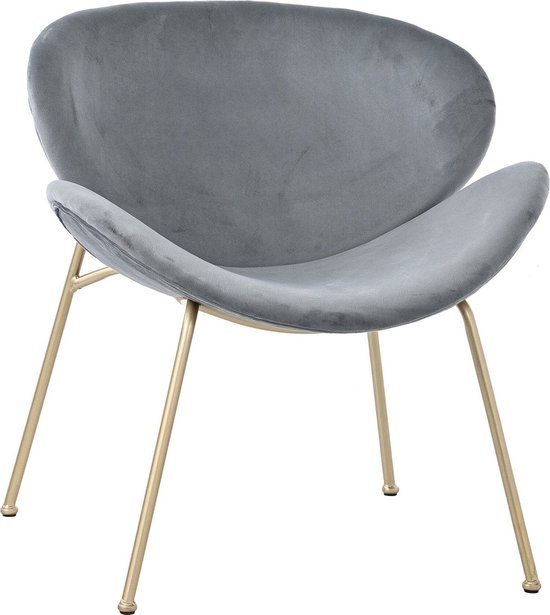 Eetkamerstoel - met Gouden Metalen Poten - Elegante Fluwelen Stoelen - Luxe en Comfortabel Design - voor Woonkamer - Eetkamer en Lounge - Set van 2 Grijs van Lifa Living