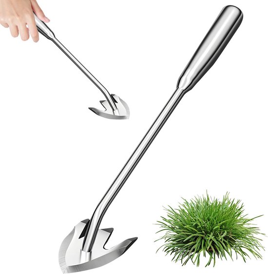 Effectieve Handmatige Onkruidverwijderaar voor Tuin en Gazons - Upgrade 2025 met 3 Tanden van Mangaan Staal van Merkloos	