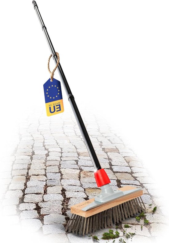 Efficiënte mosverwijdering draadborstel voor straatstenen en tuin met 4-delige steel van Fiskars