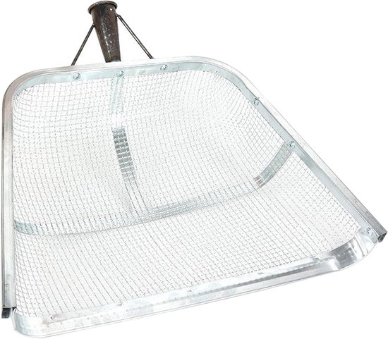 Efficiënte roestvrijstalen bodemzeefschop voor zandfiltering, 4 mm gaas, 44,5 x 37 cm, ideaal voor tuin en bouwprojecten