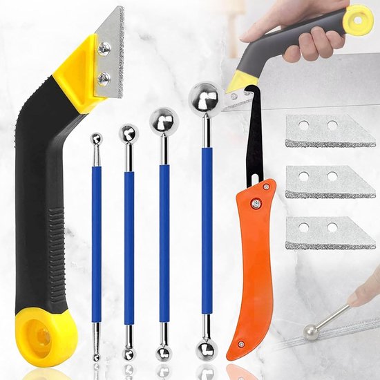 Efficiënte Voegenreiniger Set met Hoekige Scraper en 4 Vervangbladen voor Tegels in Keuken en Badkamer