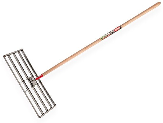 Egalisatiehark RVS 80 x 25 cm, met houten steel 150 cm