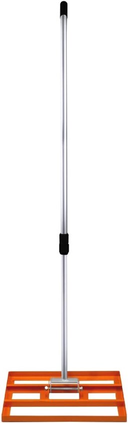 Egaliseerhark voor gazon, 50 / 100 x 32 cm breed, aluminium en gegalvaniseerd staal, uitschuifbare steel van 1,2–1,9 m, met handig handvat, voor grond, gras, graszoden en compost