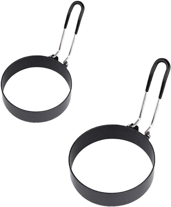 Egg Shape Frying Pan - 2pcs Stainless Steel Mirror Egg Baking Mold Rings - 75mm - 90mm - Non-Stick Coating - Breakfast Omelette - Sandwiches - Pancakes van Merkloos	