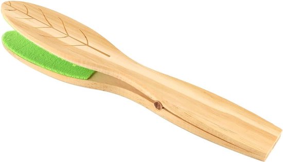 EGoods - Herbruikbare plantenreinigingsborstel voor het reinigen van plantenbladeren met dubbelzijdige stofverwijderaar - Houten handvat