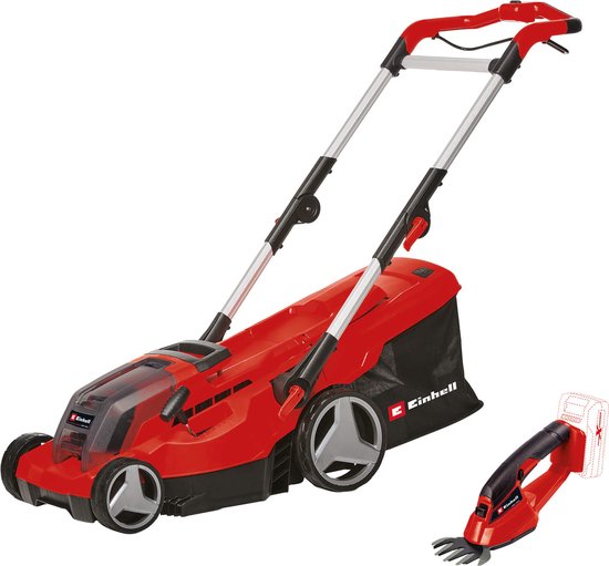 Einhell Accu Grasmaaier GE-CM 36/37 Li + Accu Grasschaar GE-CG 18/1 Li - Power X-Change 36/18 V/Li-ion - Maaibreedte: 37 cm/10 cm - incl. 2x 3.0 Ah Accu en 2x laders van Einhell