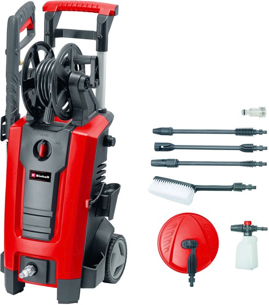 Einhell Elektrische Hogedrukreiniger TC-HP 140 - 1900 W - Max. 140 bar - 420 l/u - Incl. 5m hogedrukslang, pistool, lans, diverse sproeiers, borstel, schuimsproeier en terrasreiniger