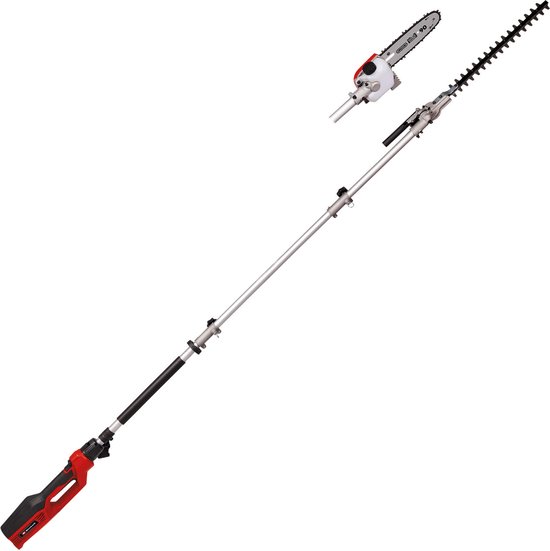 Einhell Elektrische Telescopische Tuin-Multitool GC-HC 90/2046 T - 900 W - Snoeilengte heggenschaar: 41,2 cm - Snoeilengte kettingzaag: 18 cm - Geleidesteel maximaal 2,60 m van Einhell