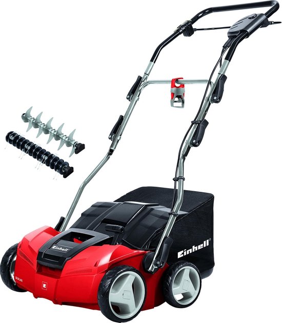 Einhell Verticuteerder en Beluchter GE-SA 1435 (1400W - 35 cm werkbreedte - tot 3-9 mm werkdiepte - in hoogte verstelbaar stuur - opvangzak 28 L - incl. beluchtingsrol) van Merkloos	