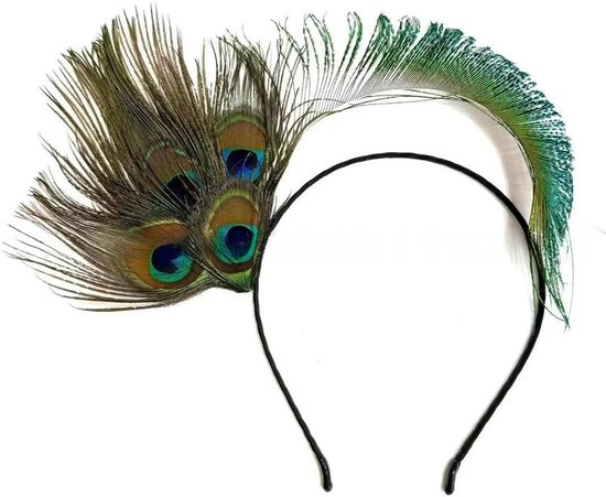EIROVYA 1 x haarband met pauwenveren, party-haarsieraad, hoofdtooi voor theateruitvoeringen, Zilver, M van EIROVYA