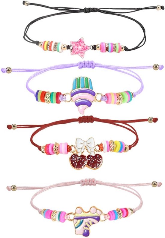 EIROVYA Kinderarmband, vriendschapsarmband, verjaardagscadeaus voor kinderen, cadeau voor meisjes van 10 jaar, armbanden voor kinderen, 4 stuks, kleurrijke dierenarmband, verjaardagscadeaus voor van Merkloos	