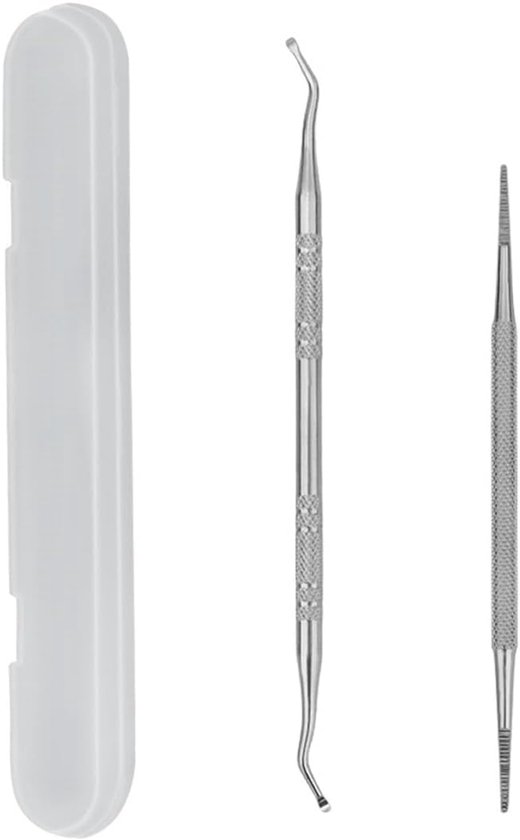 EIROVYA Nagelreiniger, voor ingegroeide teennagels, professionele nagelverzorging, ingegroeide teennagels, bestand & lifter kit, hoeklifter voetverzorgingsgereedschap - roestvrij staal, zilver, A van EIROVYA