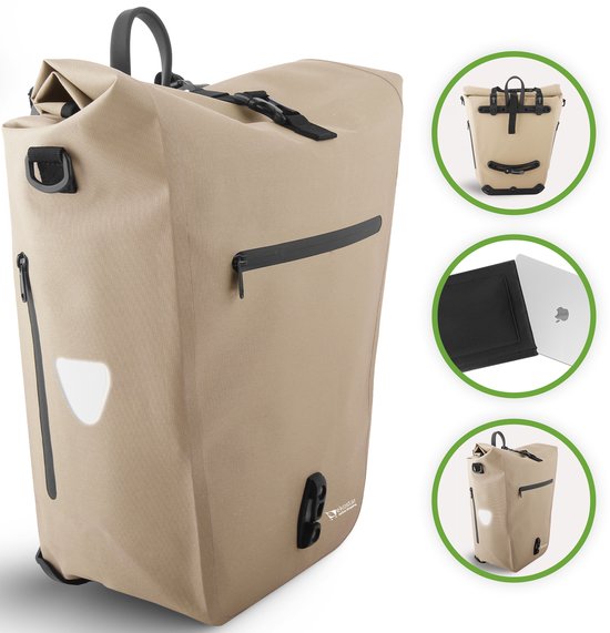 Ekostar online shopping - 2in1 Fietstas - Waterdicht - Duurzaam - TPU - Beige van Ekostar