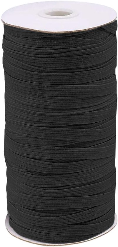 Elastic cord 5mm 70m zwart - elastisch band - platte elastische koord - elastische touw - zware rekbare gebreide band - rol elastische spoel - elastische banden voor het naaien van kleding van Merkloos	