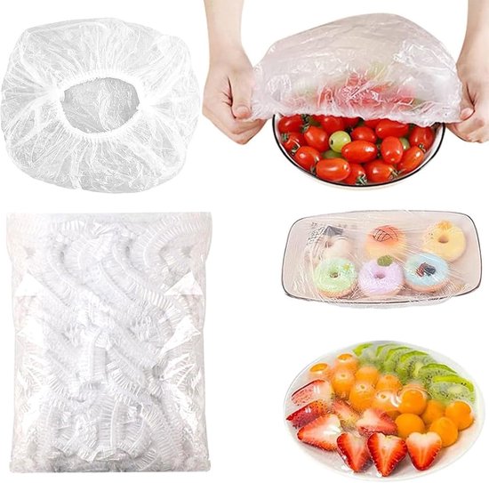 Elastische Band Voedselopslagzakken - 100 Stuks Voedselafdekkingszakken van Merkloos	