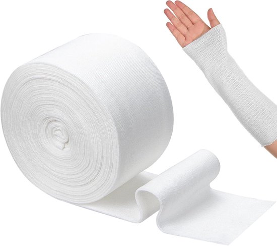 Elastische buisvormige steunverband - 10 cm x 5 m - wasbare herbruikbare compressiewikkelrol - ondersteuning voor verstuikingsverband voor armbeen en knie - medische verbanden van Merkloos	