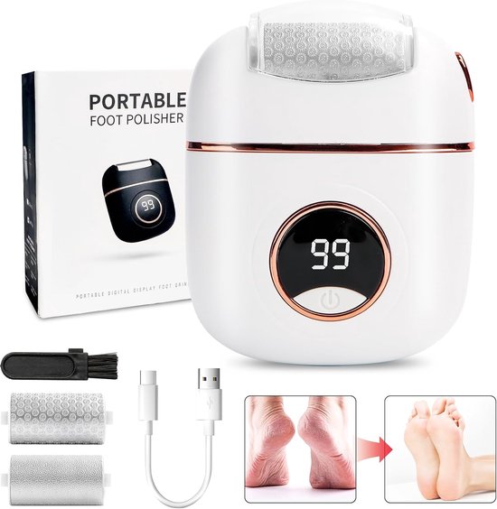 Electric Callus Remover, Foot Care Device with 2 Replacement Rolls, Callus Remover Foot for Cracked Heels, Dead Callus Removal van Merkloos	