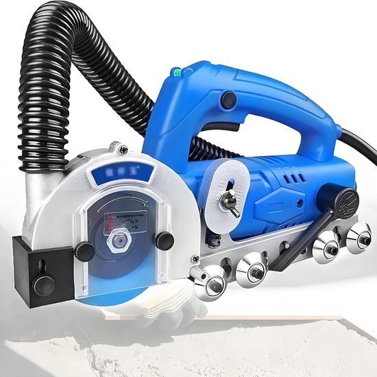 Elektrisch voegen gereedschap - Tegelreiniger voegen - Voegen reinigen - Geïntegreerd stofzuigsysteem - 1200 W - Blauw