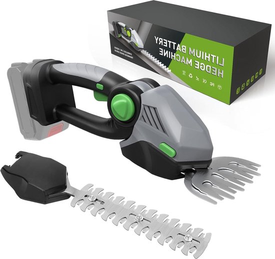 Elektrische 2-in-1 accu-heggenschaar en grasschaar - 60° verstelbaar - Makita 18V accu compatibel - gazonschaar - opzetmessen - struik - grastrimmer van Merkloos	