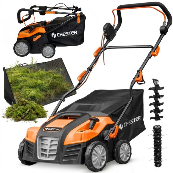 Elektrische 2-in-1 Verticuteerder en Ontmosser – 1800W – 40 cm – 55 L Opvangzak – CHESTER
