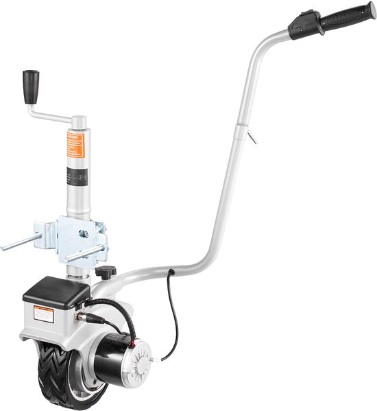 Elektrische aanhangwagen dolly met een trekvermogen van 2,5 ton, 380 W 12 V gemotoriseerd neuswiel, snelheid van 7 m/min, verstelbare klemhoogte (31-63 cm) en 20,3 cm rubberen band voor het vervoeren van caravans en boten. van Merkloos	