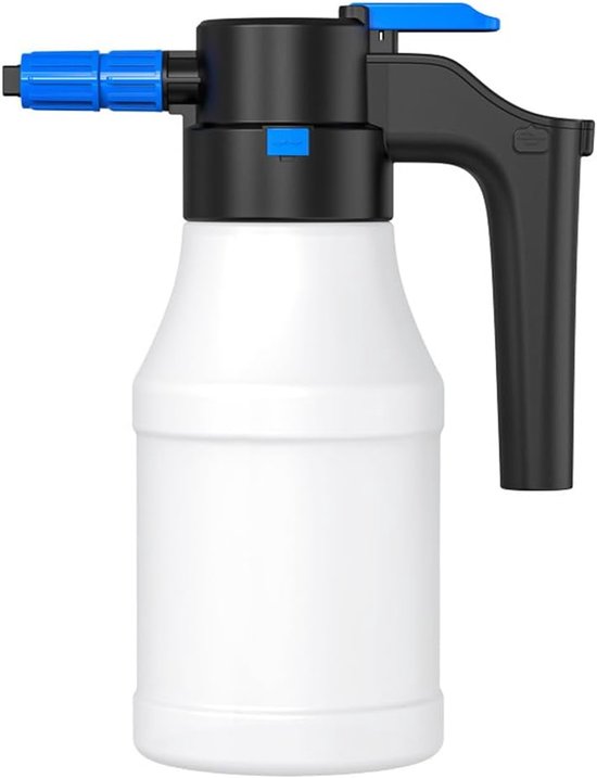 Elektrische autowas-sproeifles, 1,5 liter, grote inhoud, schuimsproeiapparaat met 1500 x 2 mAh lithium-accu, 75° groothoekspray, hogedrukreiniger, schuimkanon voor 6 auto's, vrachtwagens