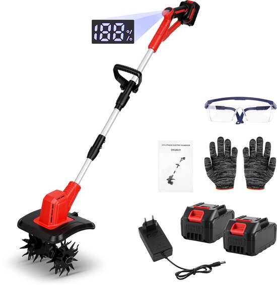 Elektrische bodemfrees en tuincultivator voor de tuin, 400W rood en zwart