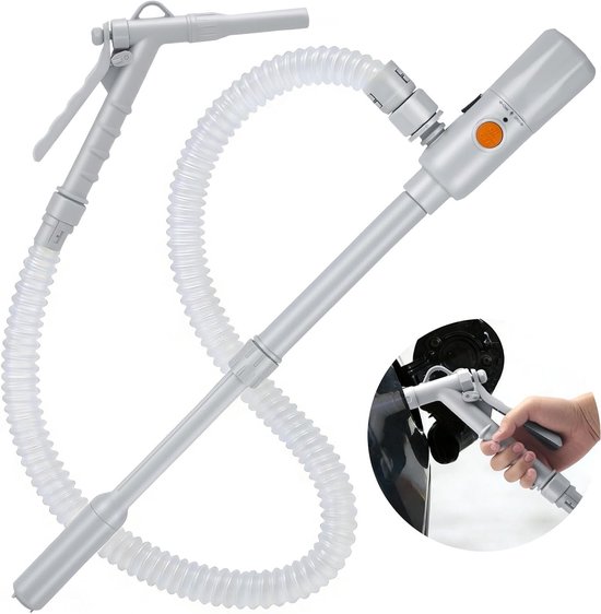 Elektrische Brandstofpomp voor Canisters, 2.8 GPM, Automatische Stopfunctie, Draagbare Overdrachtspomp met Flexibele Slang voor Benzine, Diesel en Olie, Hoogte Verstelbaar