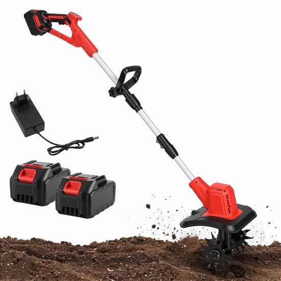 Elektrische cultivator en motorhakselaar voor tuinwerk, 400W rood en zwart van Merkloos	