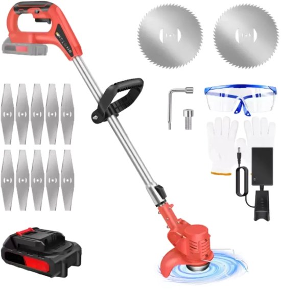 Elektrische Draadloze Grastrimmer 21V - Tuingereedschap met Accu - Grasmaaier & Snoeischaar - Voor Onkruid & Bloemen van MaxxHome