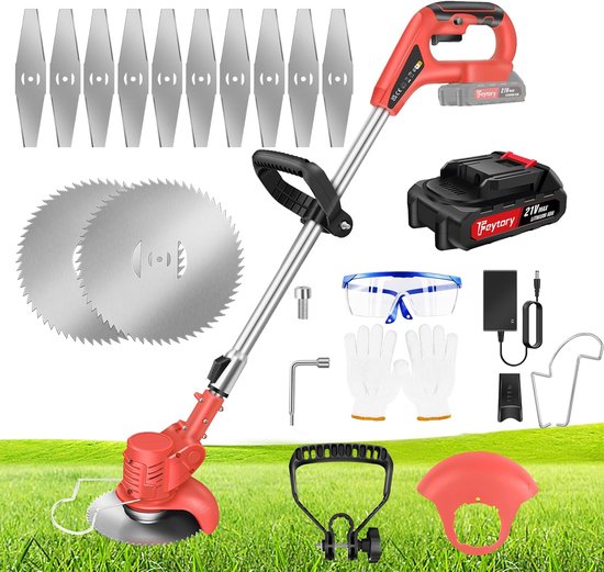 Elektrische Draadloze, Oprolbare Grastrimmers Voor in De Tuin met Li-ion-Accu Telescopische, Lichtgewicht Grastrimmer, Complete Tuingereedschapsset Voor Dik Gras