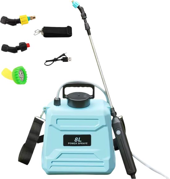 Elektrische Drukspuit 5L – Oplaadbare Plantenspuit met Accu – Tuinsproeier met Verstelbare Sproeikop en Lans voor Tuin, Auto en Reiniging