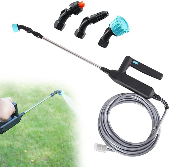 Elektrische Drukspuit - met 7.4 V Accu - met 3 Sproeiers en 5 m Slang - Draagbare Elektrische Plantensproeier - Oplaadbaar via USB-C - voor Tuin, Terras, Gazon en Onkruid